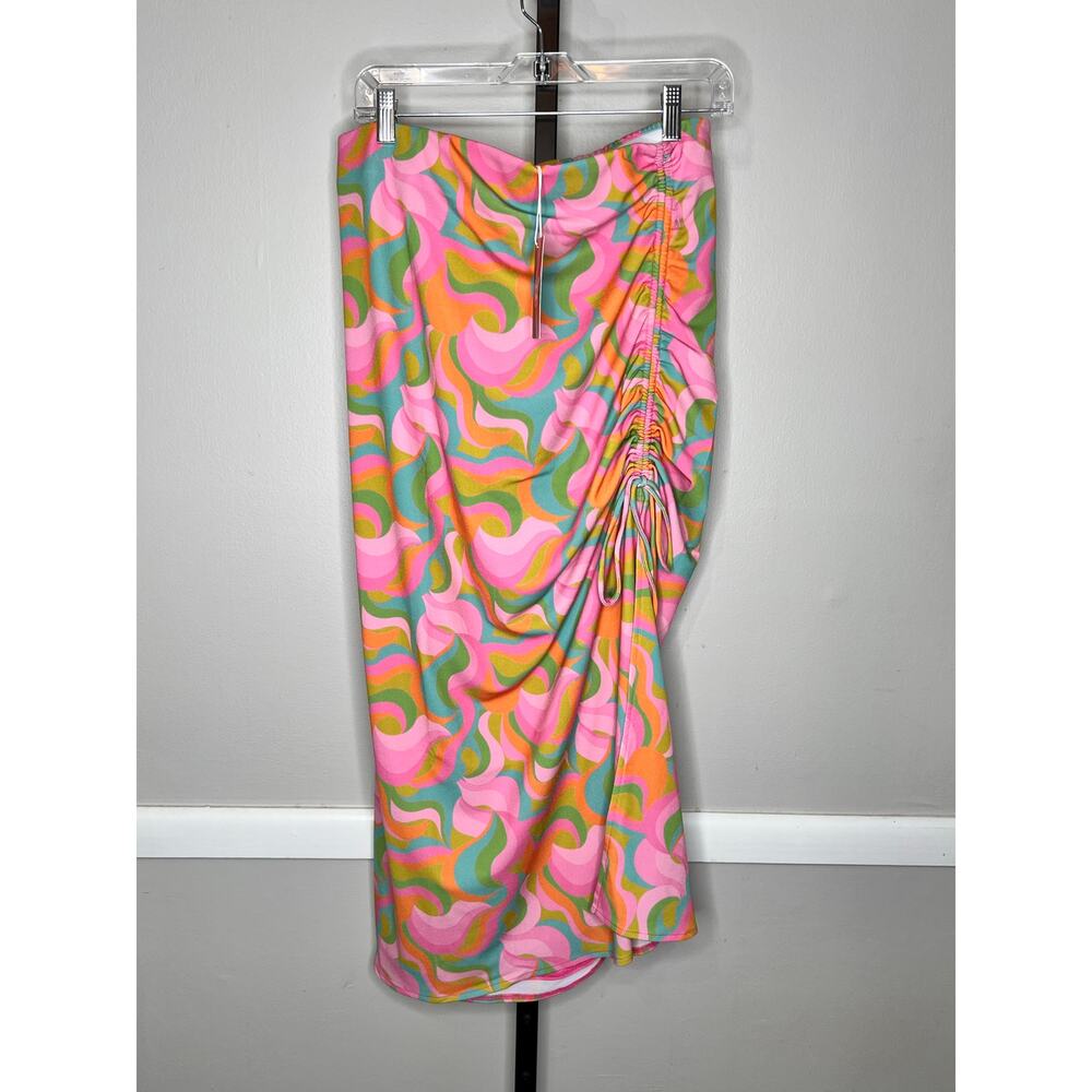 Multicolor Swirl Ruched Mini Skirt - Picture 4 of 10